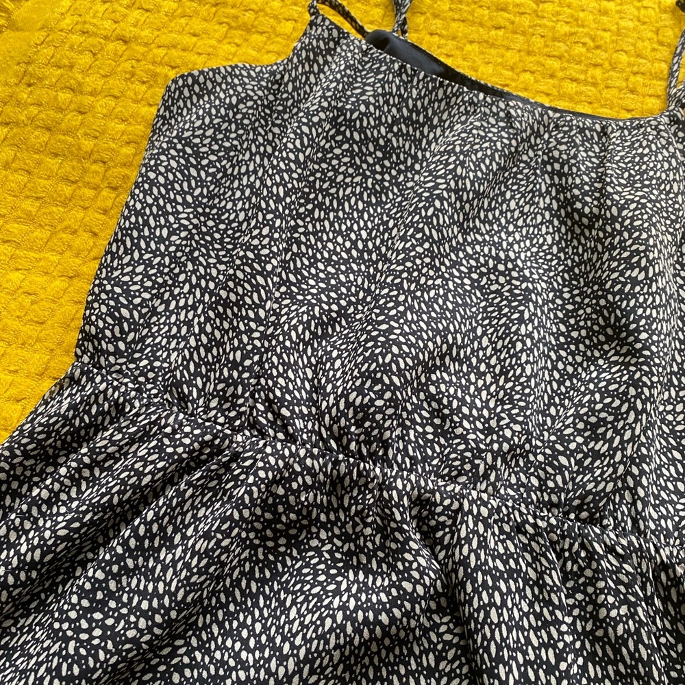 LOFT Black and White Dot Pattern Midi Dress